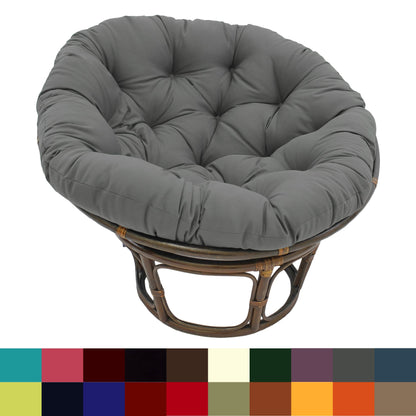 Sedia Papasan in rattan Bali da 42 pollici con cuscino in twill