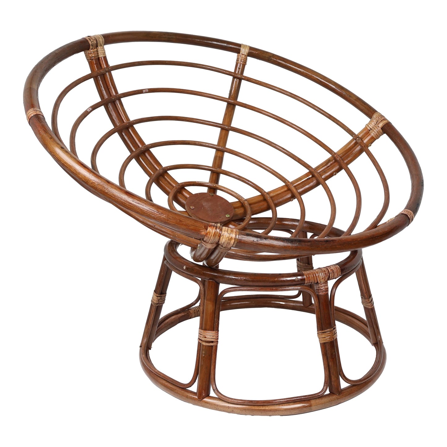 Sedia Papasan in rattan Bali da 42 pollici con cuscino in twill