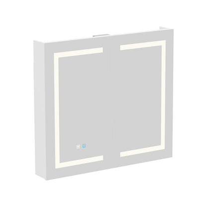 Mobiletto per medicinali da bagno con specchio LED antiappannamento 6000K, mobiletto da parete bianco