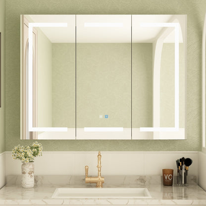 Mobiletto per medicinali da bagno con specchio LED antiappannamento 6000K, mobiletto da parete bianco
