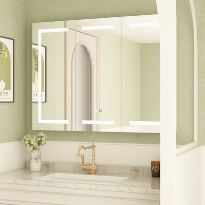 Mobiletto per medicinali da bagno con specchio LED antiappannamento 6000K, mobiletto da parete bianco