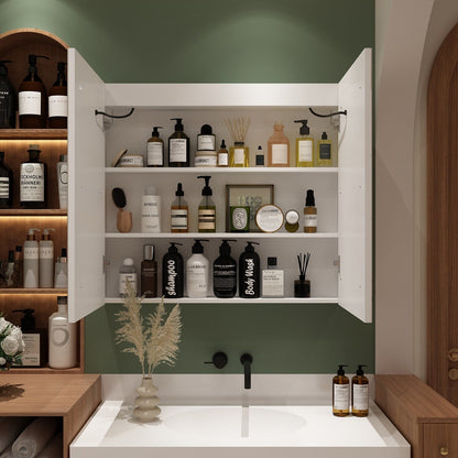 Mobiletto per medicinali da bagno con specchio LED antiappannamento 6000K, mobiletto da parete bianco