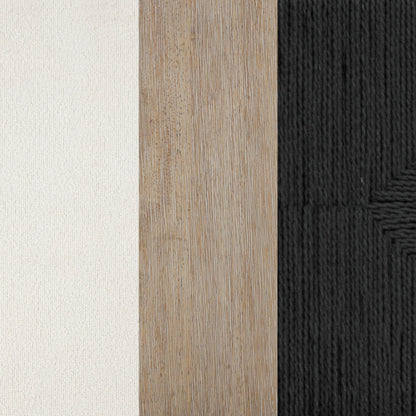 Sgabello da bar Beacon Bohemian Boucle, sedia imbottita alta fino al bancone con struttura in legno massello e schienale in giunco ​​intrecciato