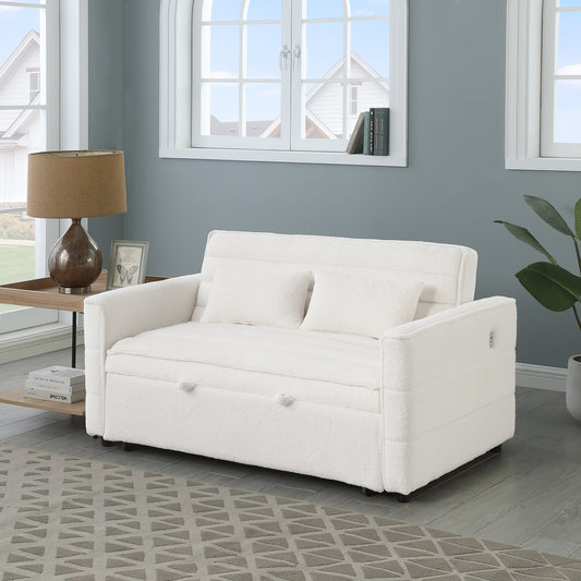 Divano letto trasformabile in divano letto Boucle beige 55.12 con schienale regolabile e 2 cuscini per la vita per il soggiorno