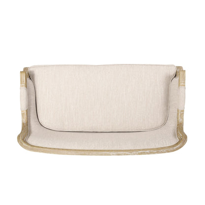 Divano a due posti in legno beige-marrone con struttura in legno di caucciù