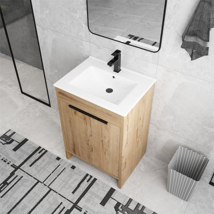 Beingnext 24/30/36 Mobile bagno con lavabo, mobile bagno indipendente con anta a chiusura ammortizzata e ripiano regolabile