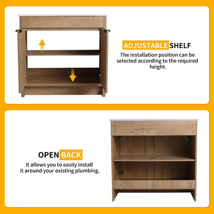 Beingnext 24/30/36 Mobile bagno con lavabo, mobile bagno indipendente con anta a chiusura ammortizzata e ripiano regolabile