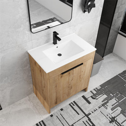 Beingnext 24/30/36 Mobile bagno con lavabo, mobile bagno indipendente con anta a chiusura ammortizzata e ripiano regolabile