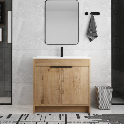 Beingnext 24/30/36 Mobile bagno con lavabo, mobile bagno indipendente con anta a chiusura ammortizzata e ripiano regolabile