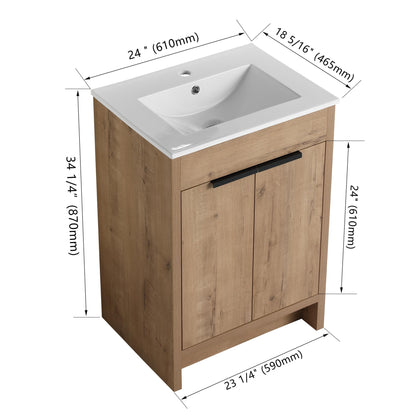 Beingnext 24/30/36 Mobile bagno con lavabo, mobile bagno indipendente con anta a chiusura ammortizzata e ripiano regolabile