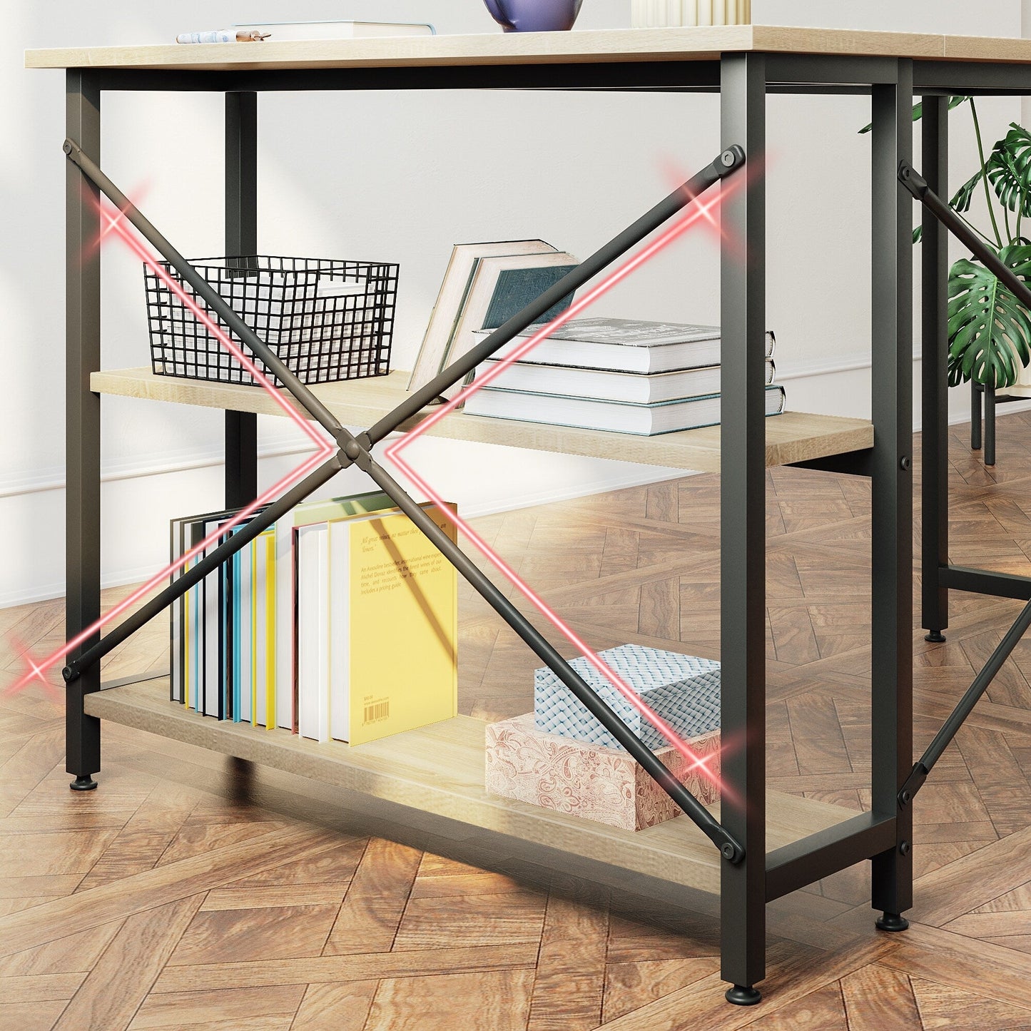 Piccola scrivania a L con ripiani portaoggetti, scrivania angolare per computer