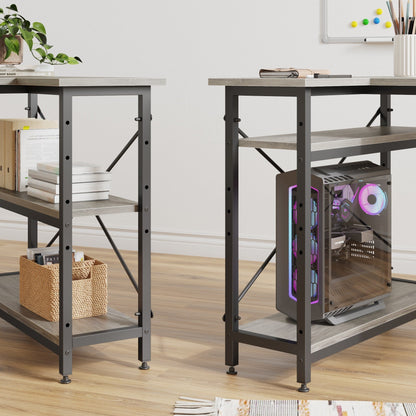 Piccola scrivania a L con ripiani portaoggetti, scrivania angolare per computer