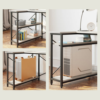 Piccola scrivania a L con ripiani portaoggetti, scrivania angolare per computer