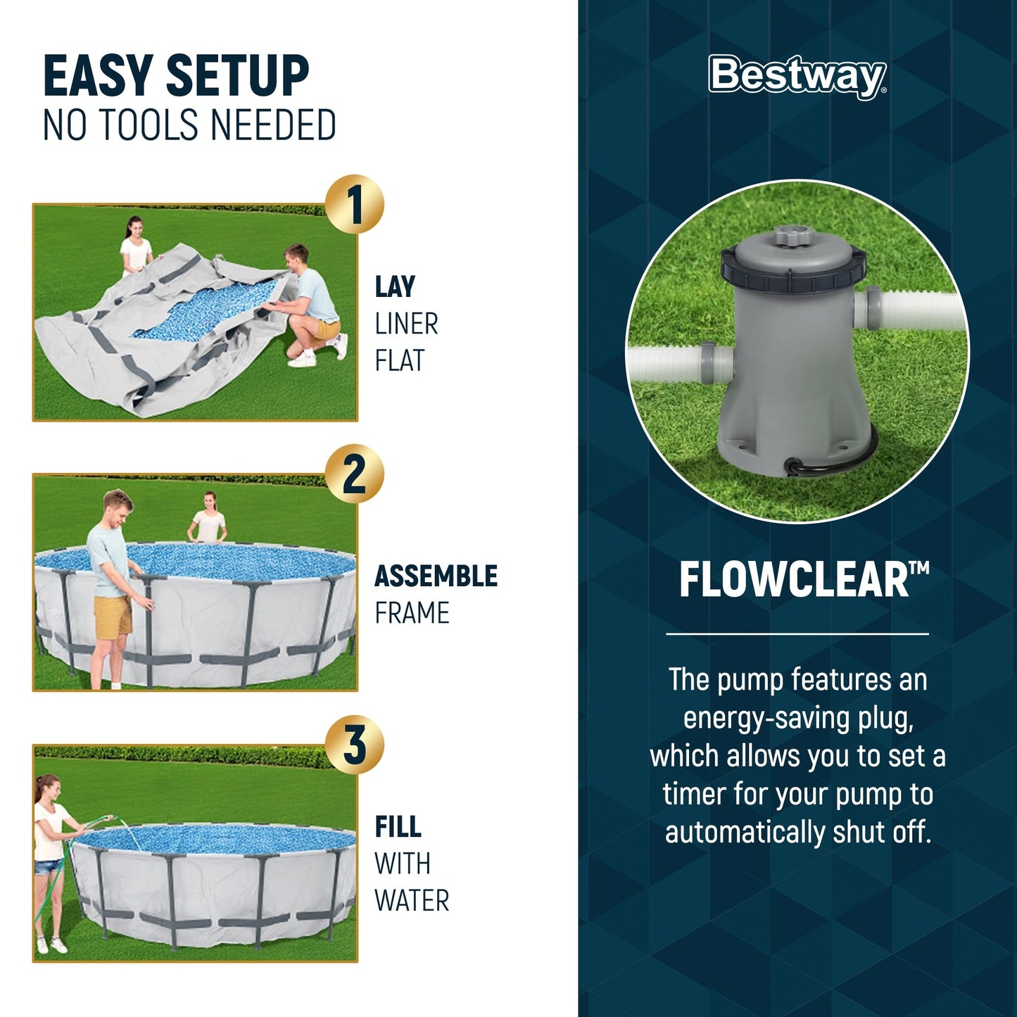 Piscina fuori terra rotonda Bestway Steel Pro MAX 10'x30 con pompa - 10 piedi x 30 pollici.