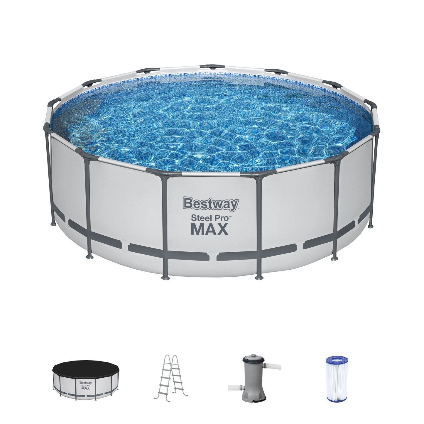 Piscina fuori terra rotonda Bestway Steel Pro MAX con pompa e copertura
