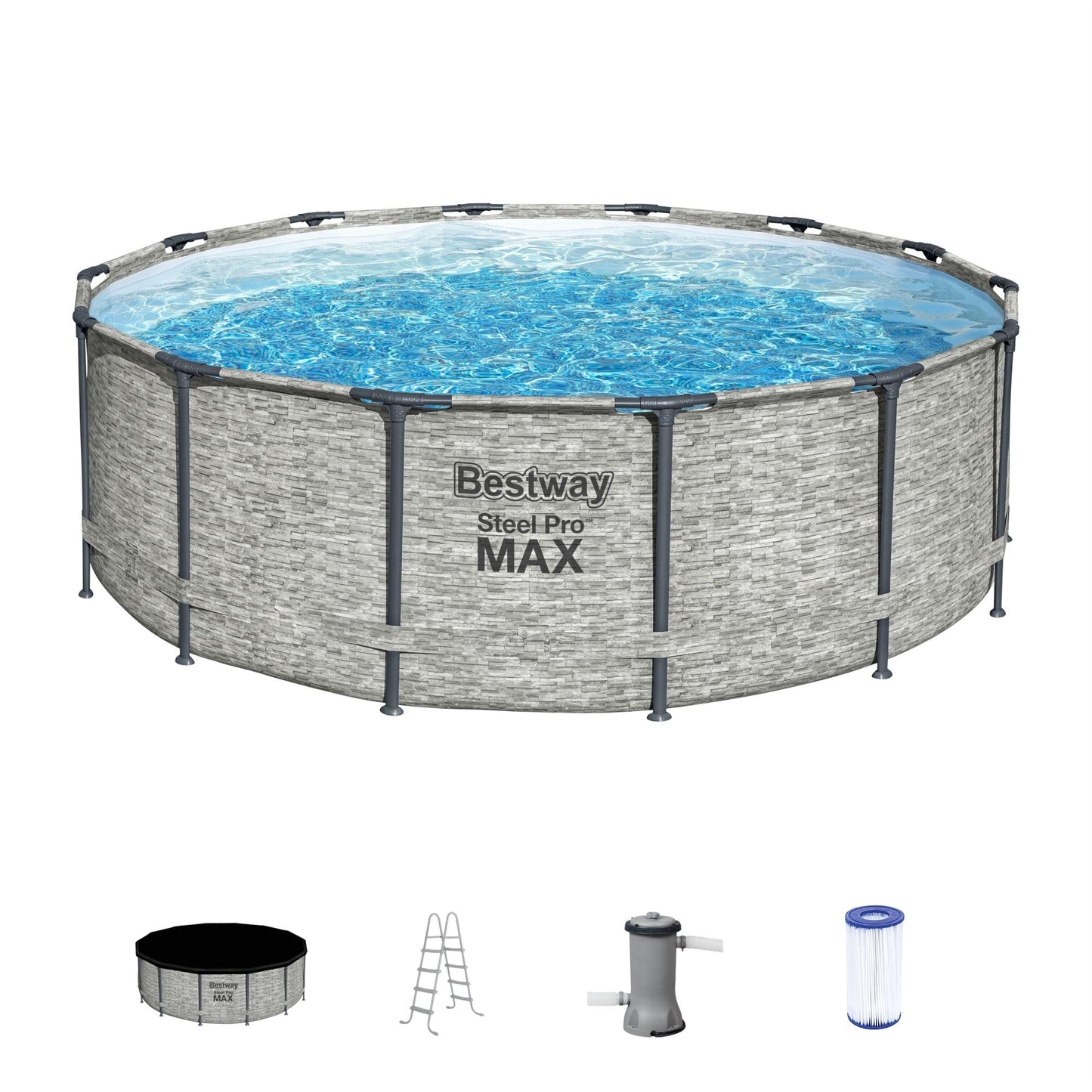 Piscina fuori terra rotonda Bestway Steel Pro MAX con pompa e copertura