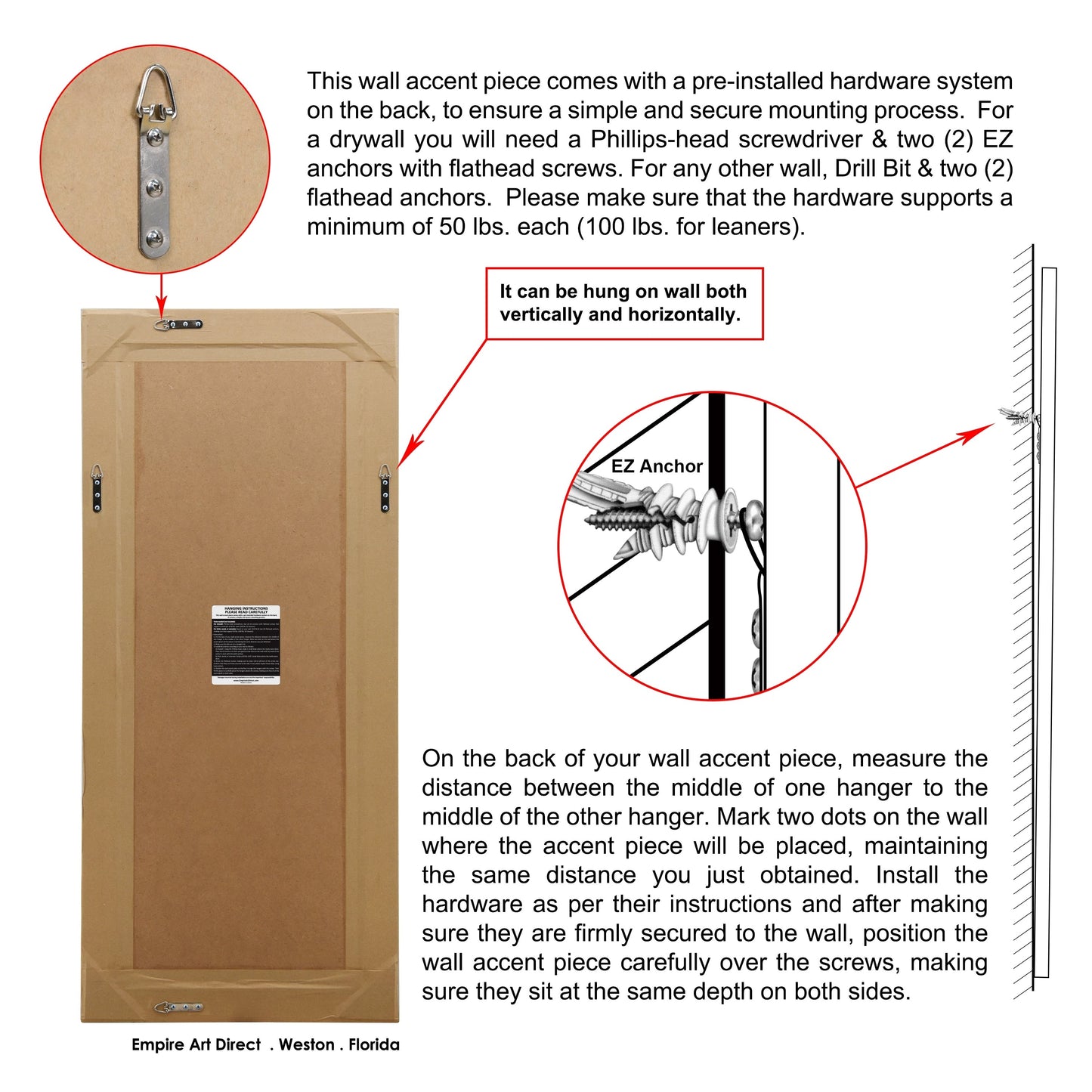 Specchio da parete rettangolare smussato trasparente HD per bagno, toeletta, specchi da camera da letto, 3 misure