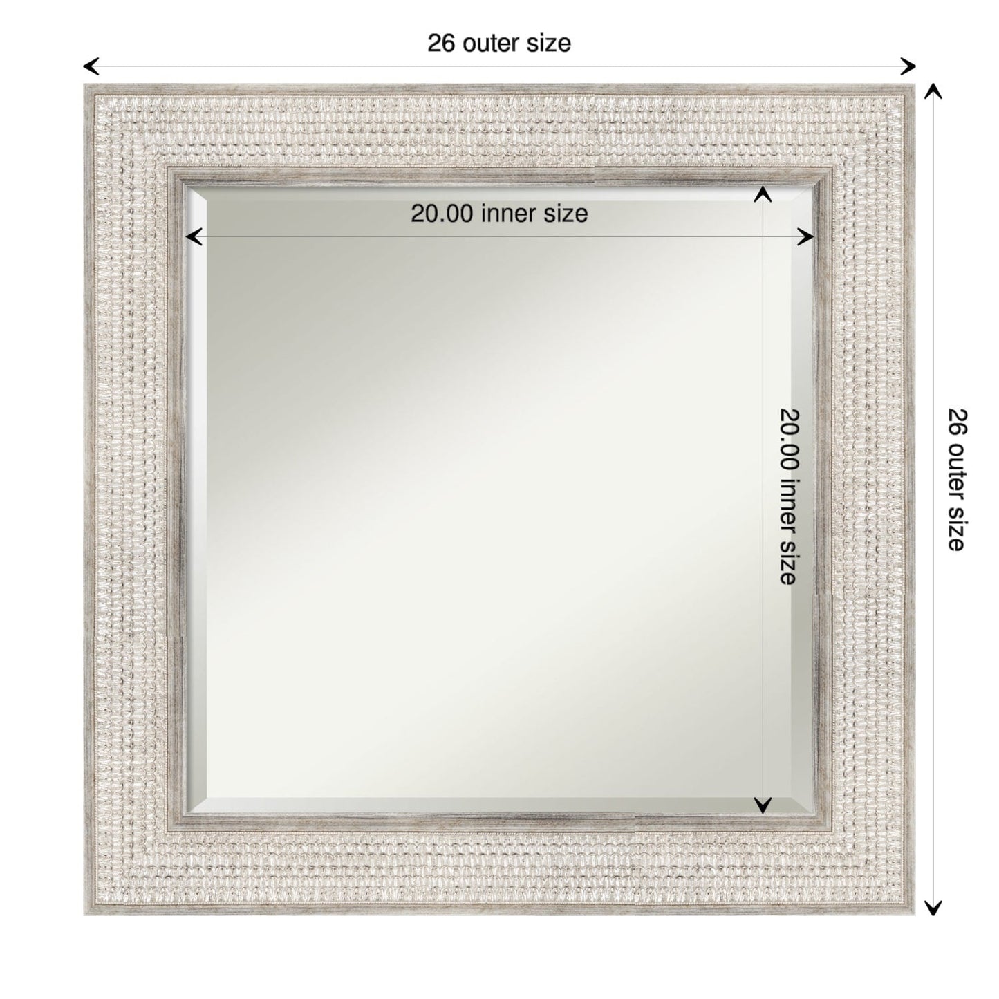 Specchio da parete per bagno in legno bisellato - Cornice Trellis Silver - Trellis Silver