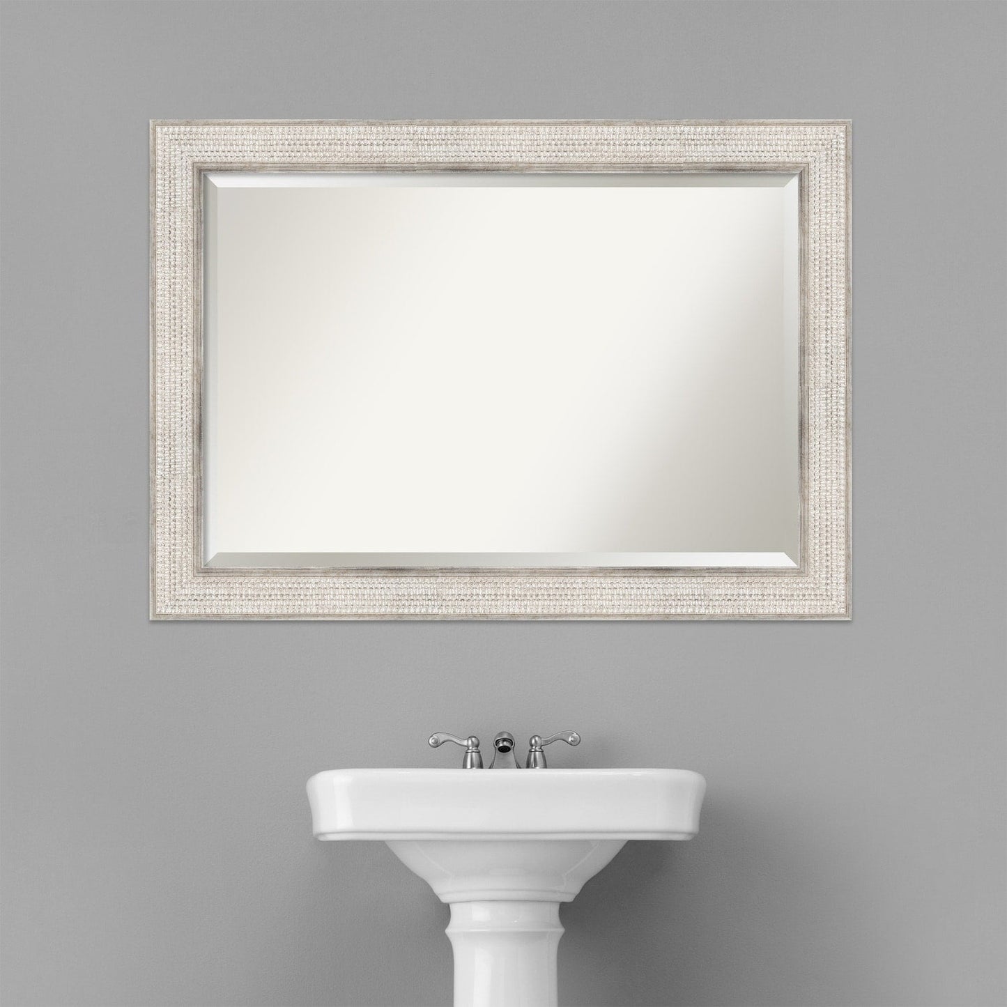 Specchio da parete per bagno in legno bisellato - Cornice Trellis Silver - Trellis Silver