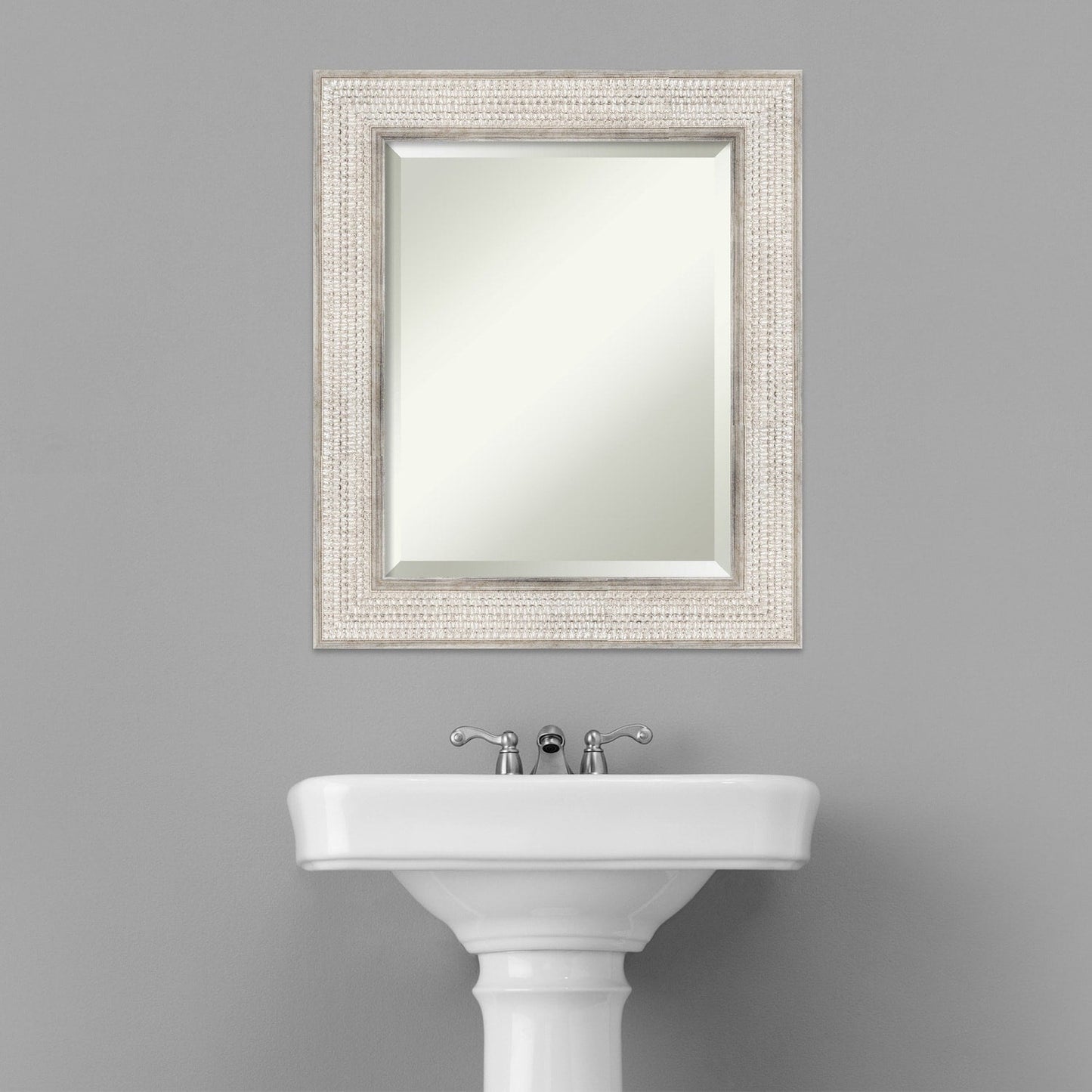 Specchio da parete per bagno in legno bisellato - Cornice Trellis Silver - Trellis Silver