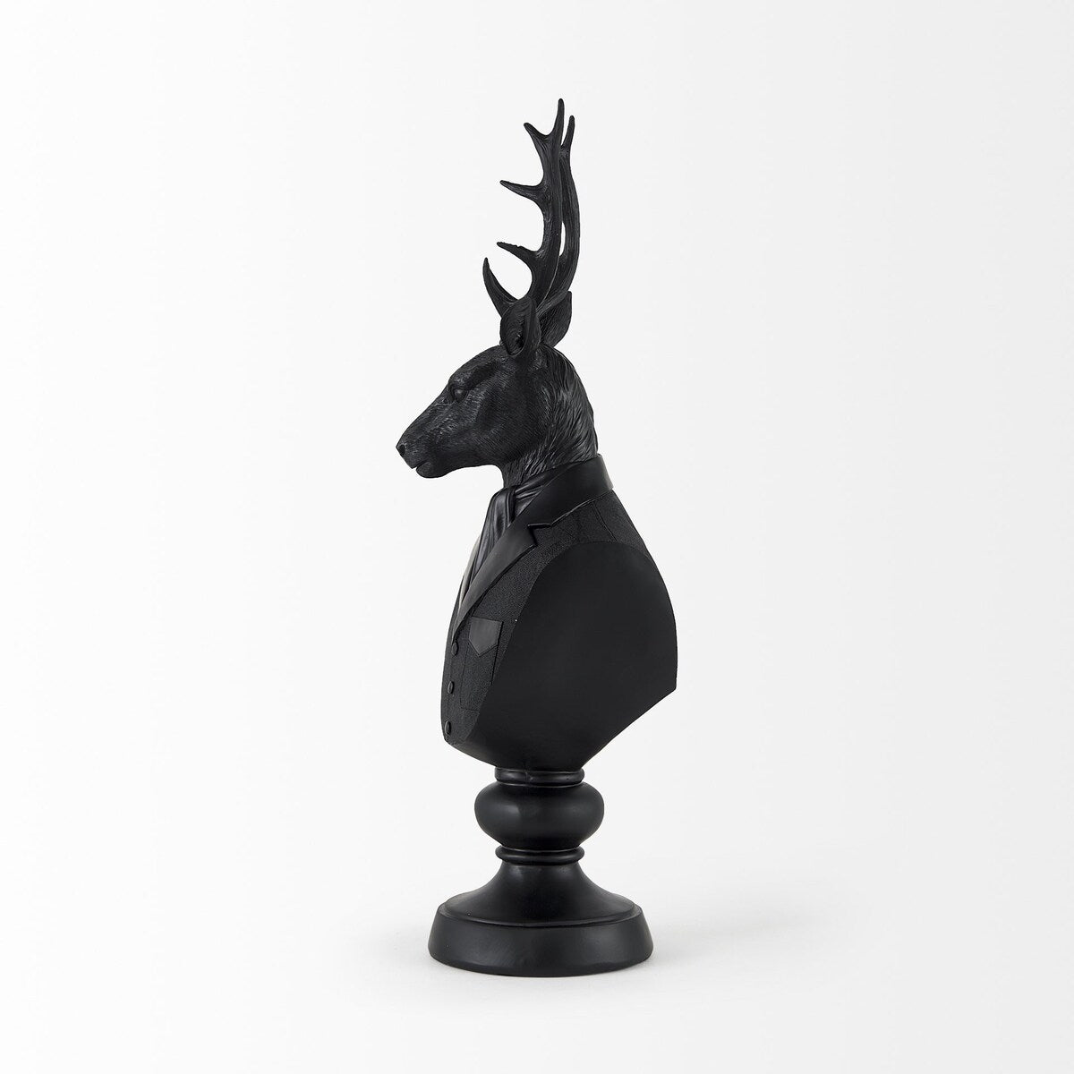 Scultura in resina nera a forma di busto di cervo - 6 L x 8 P x 23 A
