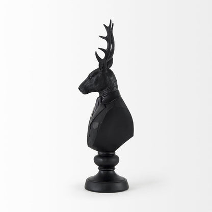 Scultura in resina nera a forma di busto di cervo - 6 L x 8 P x 23 A