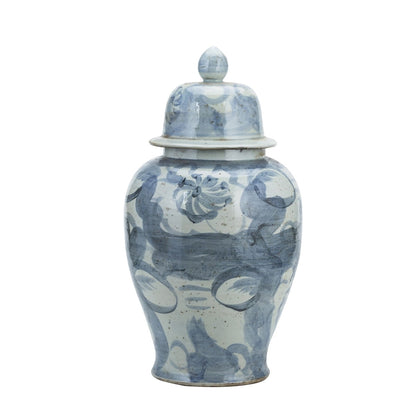 Vaso da tempio floreale Silla in porcellana blu e bianca