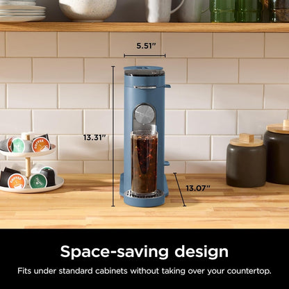 Macchina per caffè monodose blu, compatibile con K-Cup, serbatoio da 56 once, 6 formati di infusione da 24 once, compatta