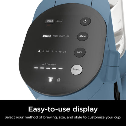 Macchina per caffè monodose blu, compatibile con K-Cup, serbatoio da 56 once, 6 formati di infusione da 24 once, compatta