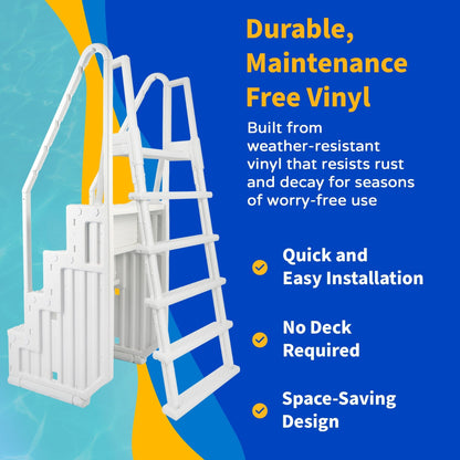 Blue Wave Easy Pool Step con scala esterna per piscine fuori terra - 32,5 pollici di larghezza x 56 pollici di profondità x 81 pollici di altezza