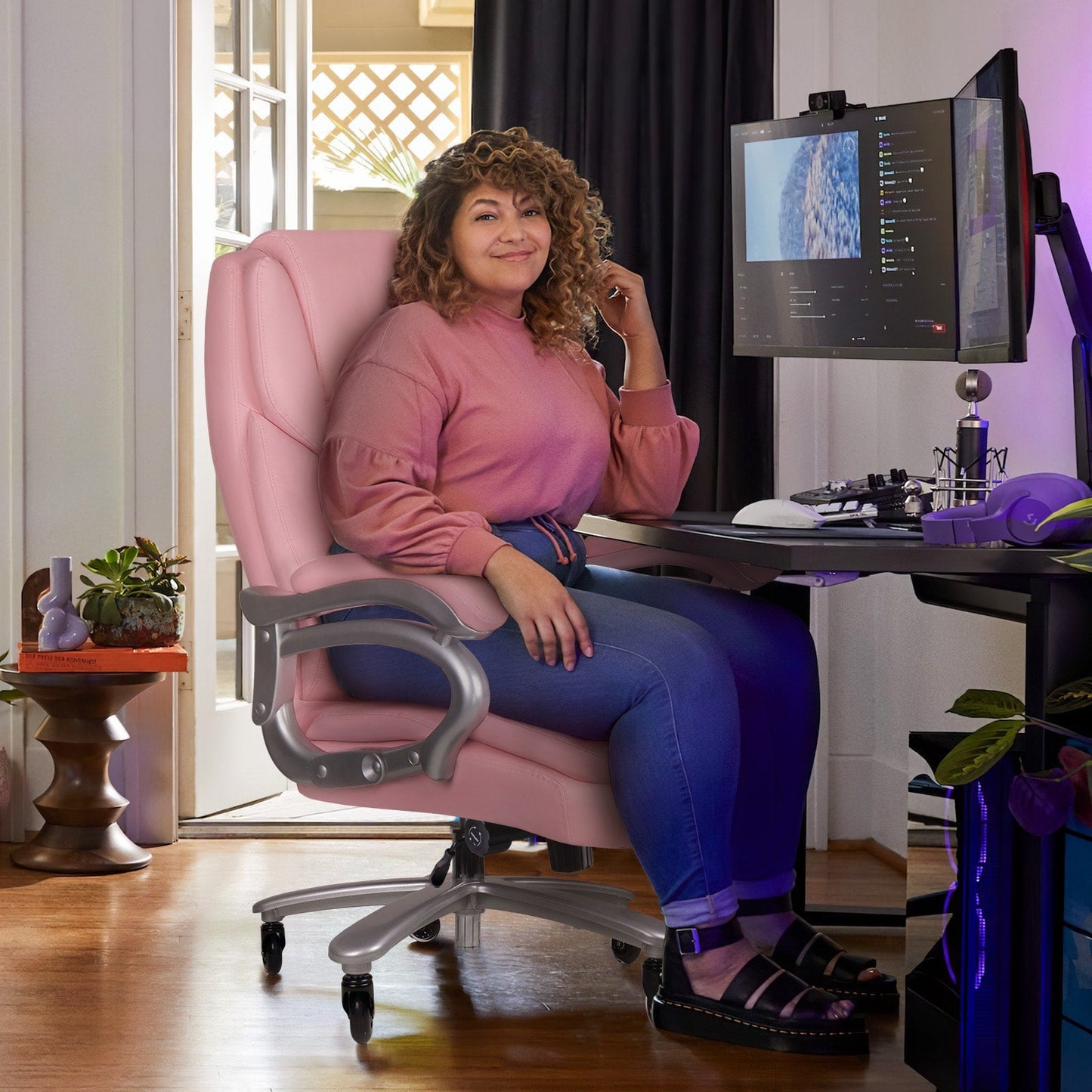 Sedia da ufficio Bossin Big and Tall Executive, sedia ergonomica con supporto lombare regolabile da 500 libbre, schienale alto in pelle PU per computer