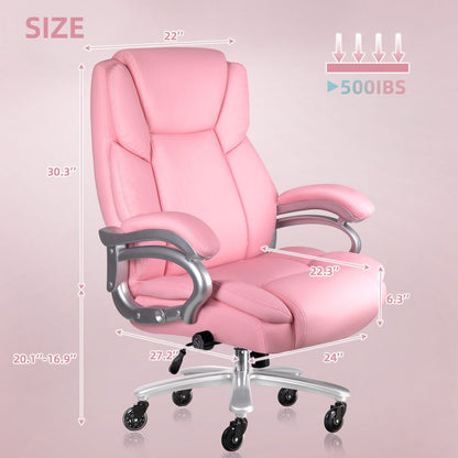 Sedia da ufficio Bossin Big and Tall Executive, sedia ergonomica con supporto lombare regolabile da 500 libbre, schienale alto in pelle PU per computer