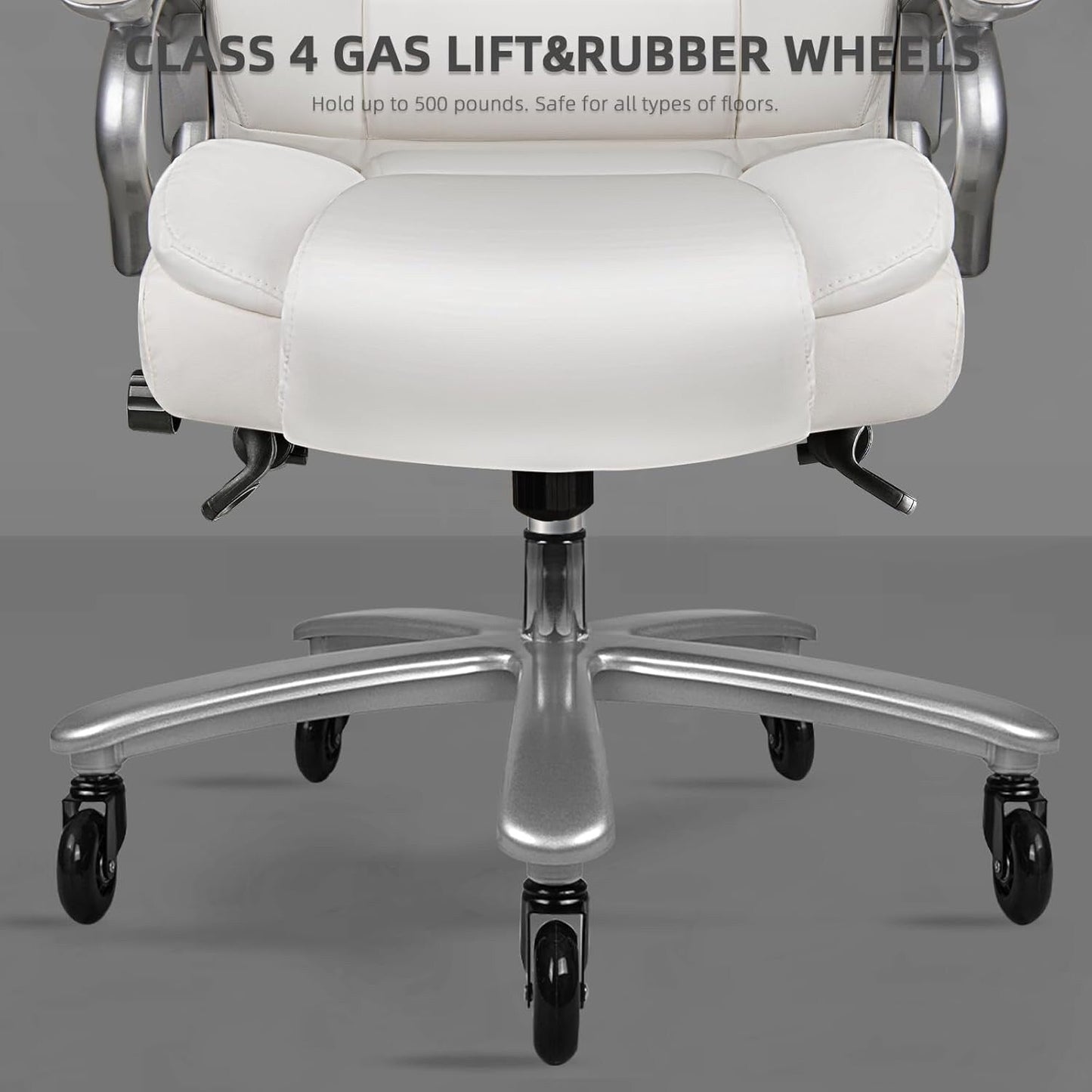 Sedia da ufficio Bossin Big and Tall Executive, sedia ergonomica con supporto lombare regolabile da 500 libbre, schienale alto in pelle PU per computer