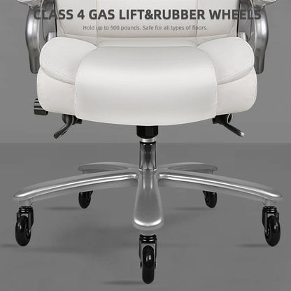 Sedia da ufficio Bossin Big and Tall Executive, sedia ergonomica con supporto lombare regolabile da 500 libbre, schienale alto in pelle PU per computer