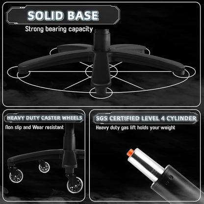 Sedia da ufficio Bossin Big and Tall Executive, sedia ergonomica con supporto lombare regolabile da 500 libbre, schienale alto in pelle PU per computer