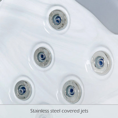 Buenospa Jersey 6 - 46 persone - Vasca idromassaggio a getto, bianco ghiaccio, grigio con ozono e luci a LED