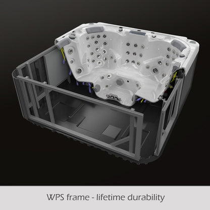 Buenospa Jersey 6 - 46 persone - Vasca idromassaggio a getto, bianco ghiaccio, grigio con ozono e luci a LED