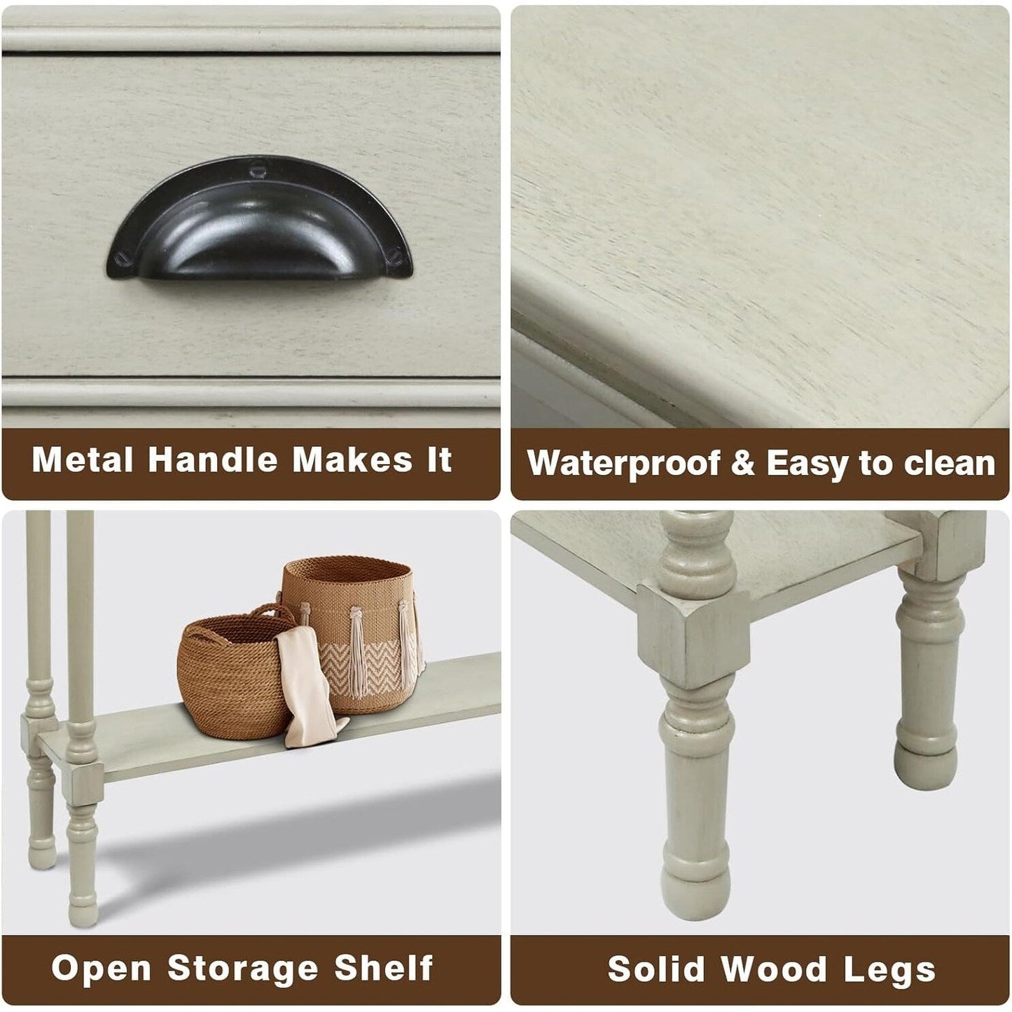 Tavolo da ingresso consolle a 3 cassetti Burlington Wood