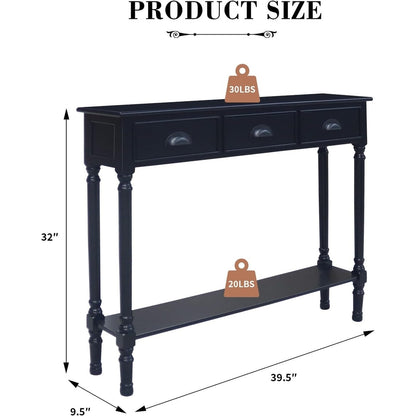 Tavolo da ingresso consolle a 3 cassetti Burlington Wood