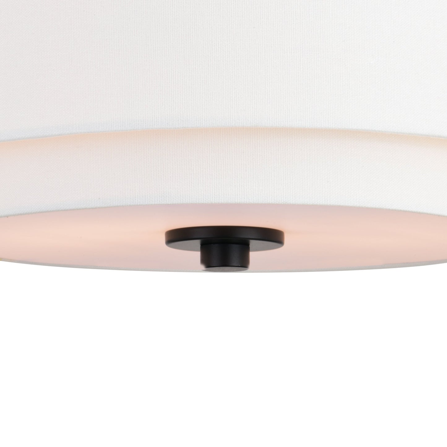 Lampada da soffitto Burnaby Mid-Century Modern con paralume a tamburo in lino bianco
