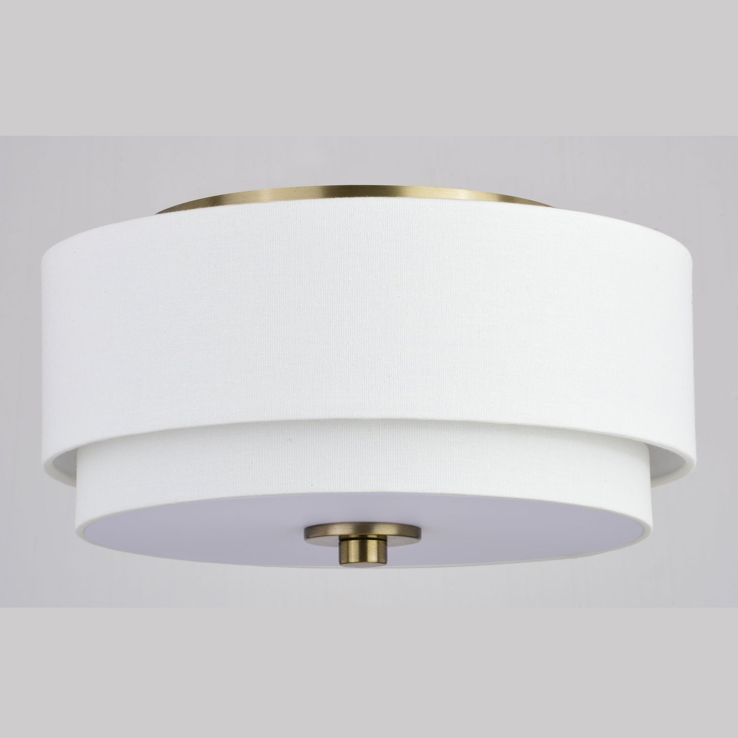 Lampada da soffitto Burnaby Mid-Century Modern con paralume a tamburo in lino bianco