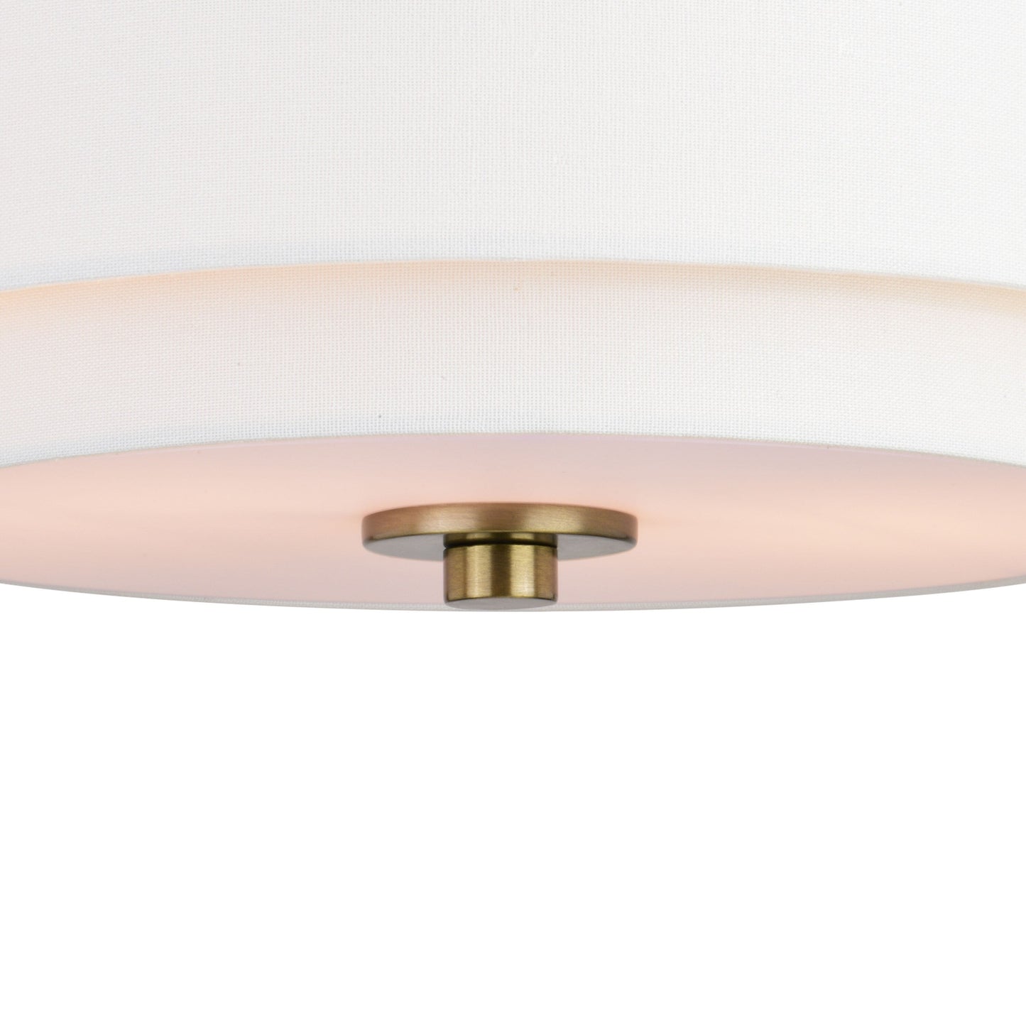 Lampada da soffitto Burnaby Mid-Century Modern con paralume a tamburo in lino bianco