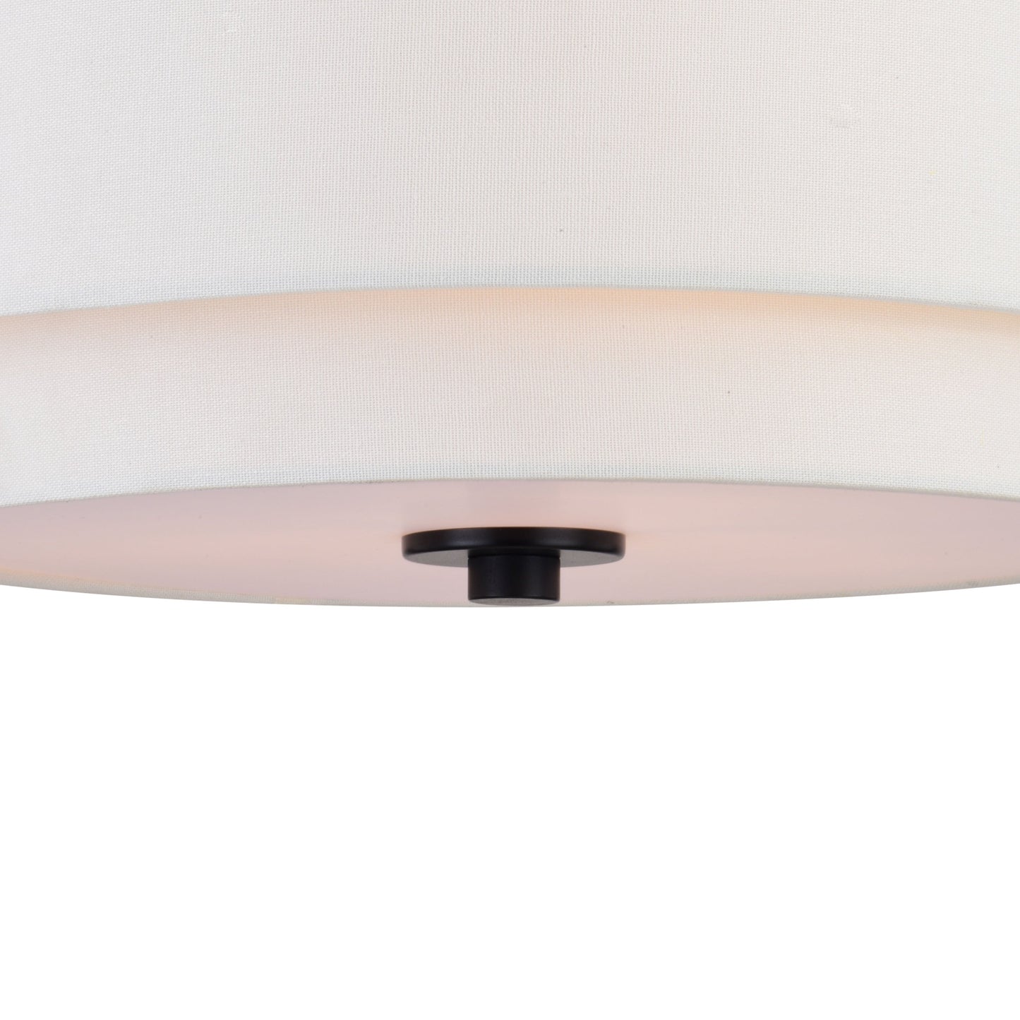 Lampada da soffitto Burnaby Mid-Century Modern con paralume a tamburo in lino bianco