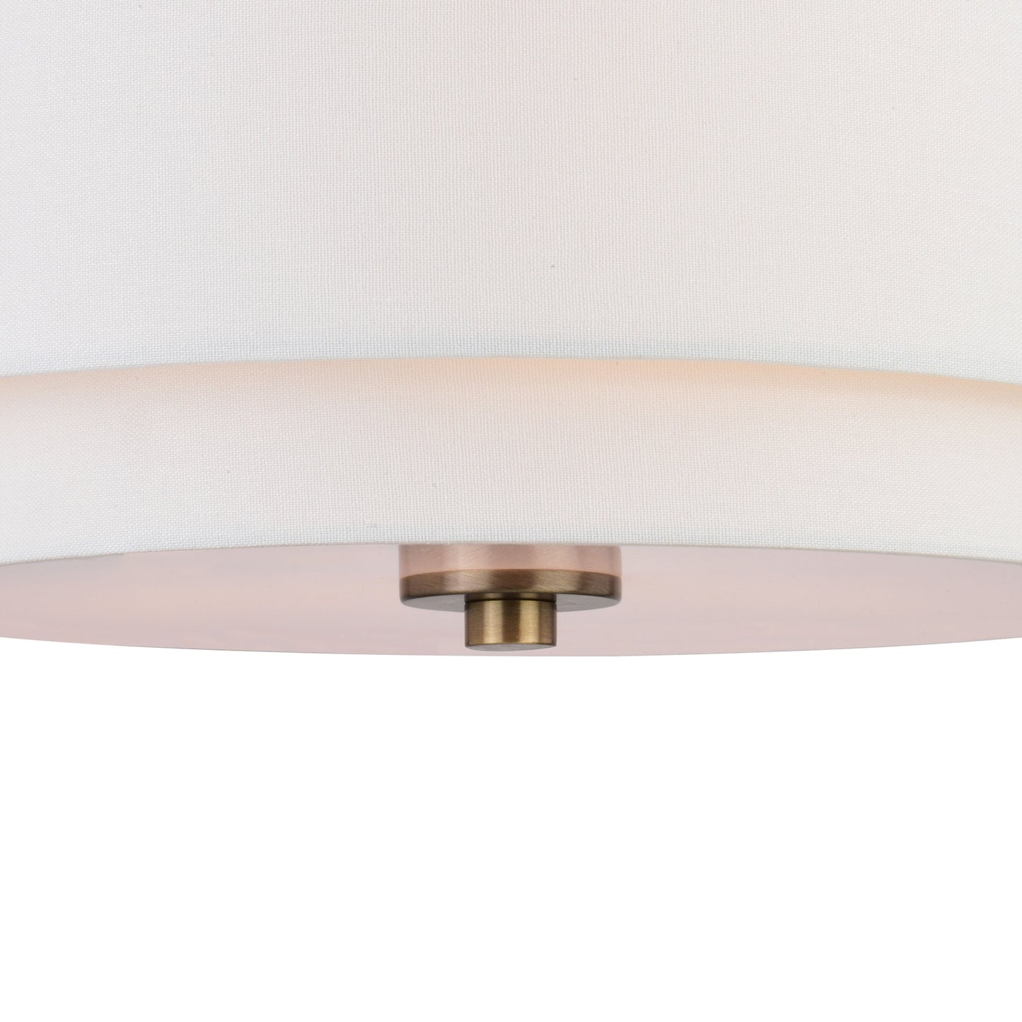 Lampada da soffitto Burnaby Mid-Century Modern con paralume a tamburo in lino bianco