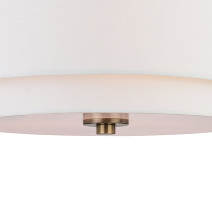 Lampada da soffitto Burnaby Mid-Century Modern con paralume a tamburo in lino bianco
