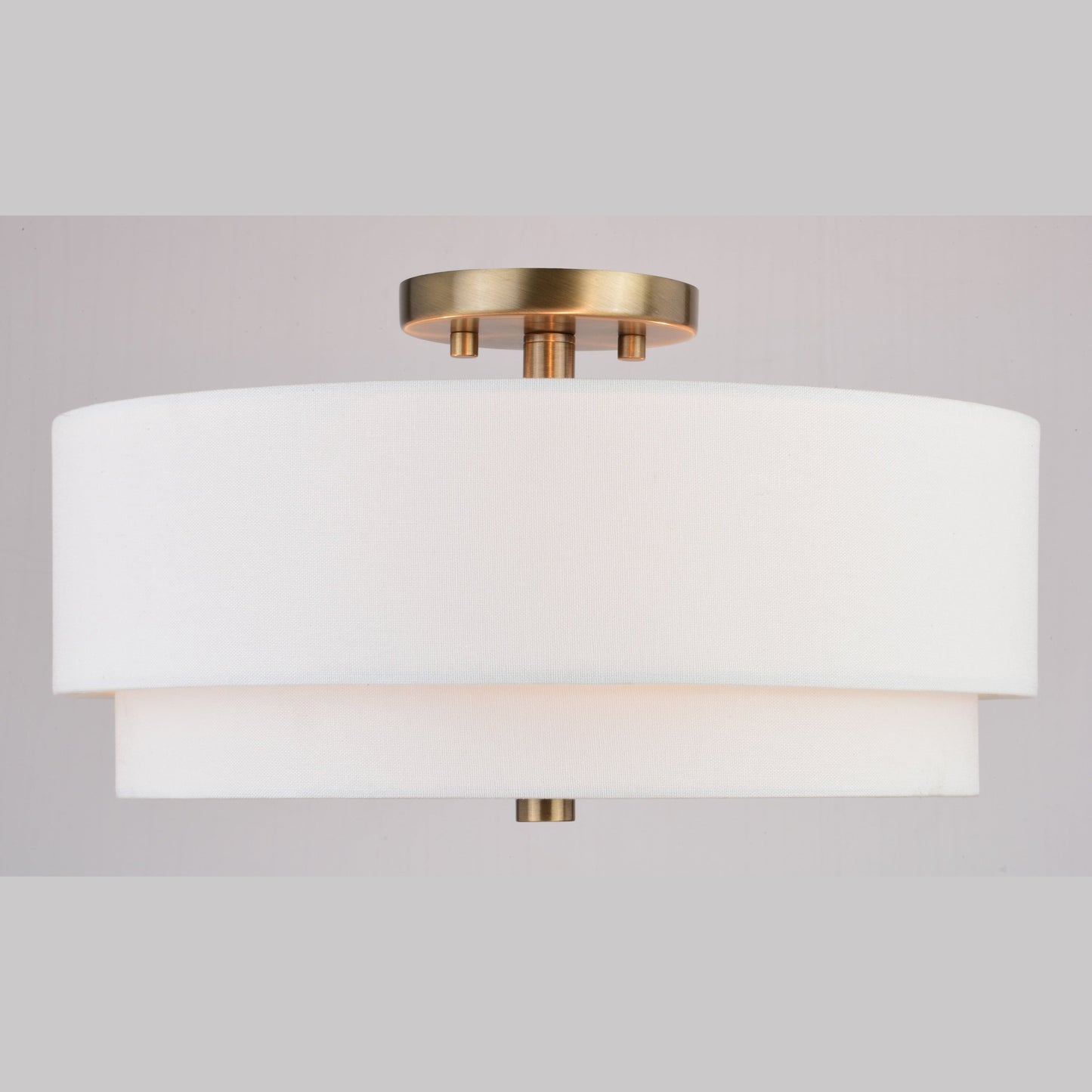 Lampada da soffitto Burnaby Mid-Century Modern con paralume a tamburo in lino bianco