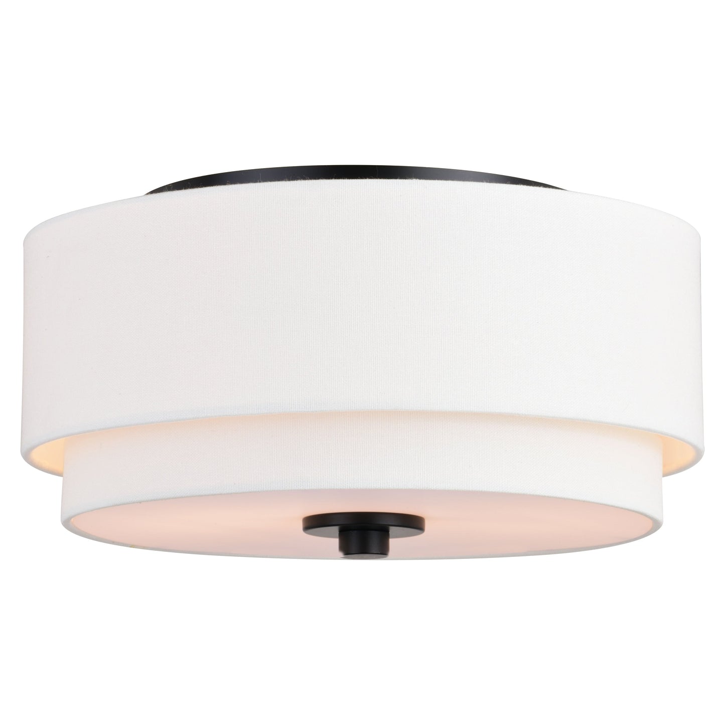 Lampada da soffitto Burnaby Mid-Century Modern con paralume a tamburo in lino bianco
