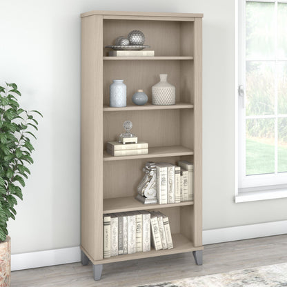 Libreria alta a 5 ripiani Somerset di Bush Furniture con ripiani regolabili