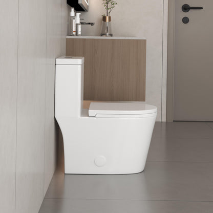 WC monoblocco compatto piccolo CB HOME da 24'', WC corto moderno con doppio scarico e sifone, sedile a chiusura ammortizzata, altezza comfort di 16,5''