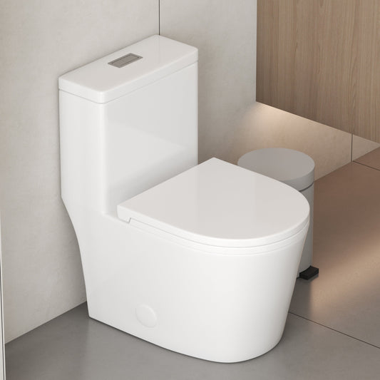 WC monoblocco compatto piccolo CB HOME da 24'', WC corto moderno con doppio scarico e sifone, sedile a chiusura ammortizzata, altezza comfort di 16,5''